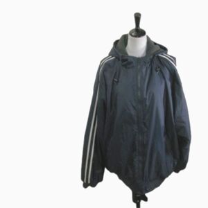 C&B Sport Men's Navy Blue/White Stripe Reversible Warm Parka Coat Size XXL